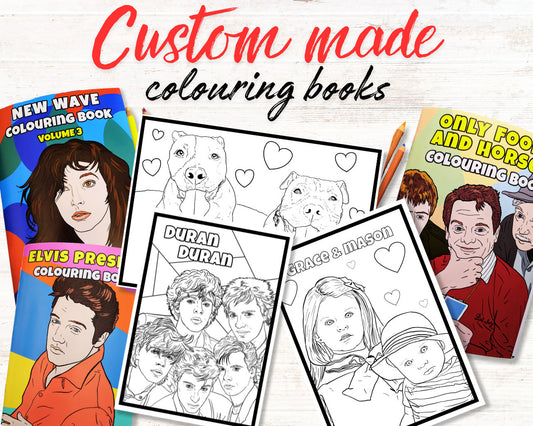 Custom colouring book, handmade, personalised colouring book, gift for family, activity book, custom artwork, custom drawings, personalised