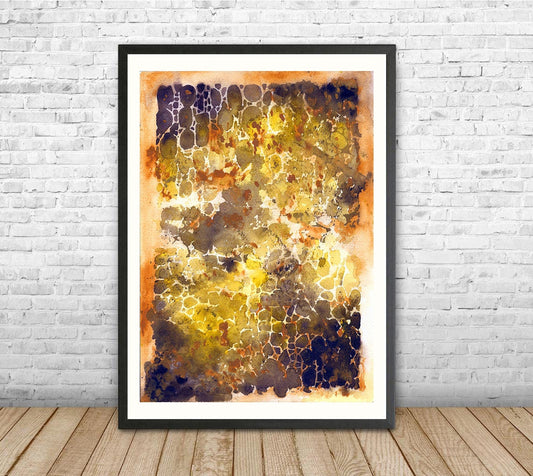 Abstract original watercolour painting, unframed, yellow orange brown watercolour, abstract wall art, watercolour home decor, abstract art