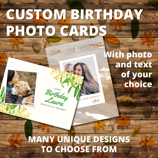 Custom photo birthday card, personalised card, birthday card, personalised gift, photo card, custom photo greeting card