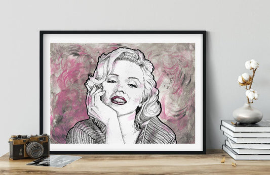 Marilyn Monroe acrylic and ink portrait unframed, celebrity portrait, Hollywood actress picture, pop icon wall art, blond bombshell painting
