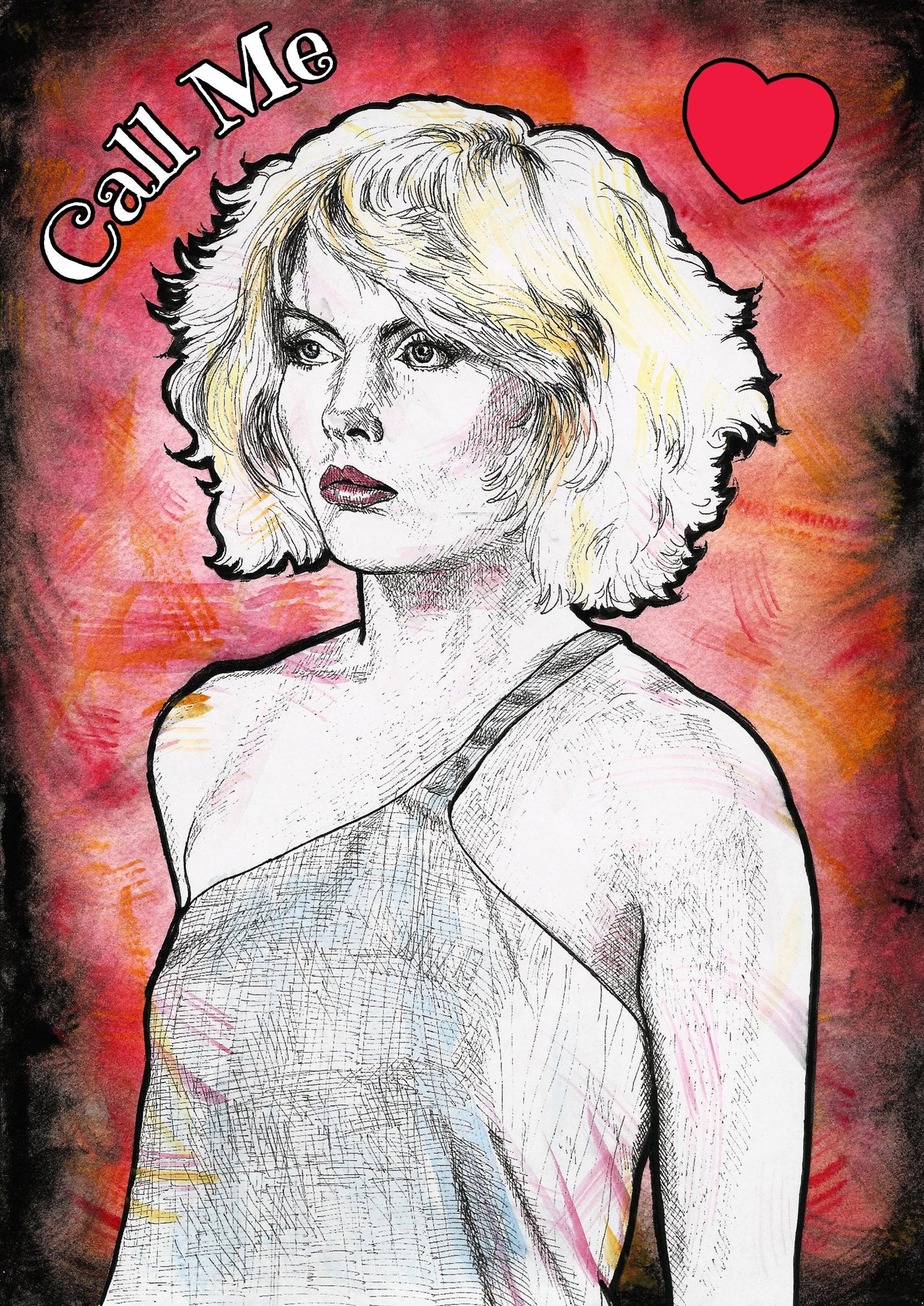 Debbie Harry of Blondie Love card "Call Me" | Blondie gift | Rock Icon | Greeting Card | Valentines | Cards | Punk | Pop Art | New Wave