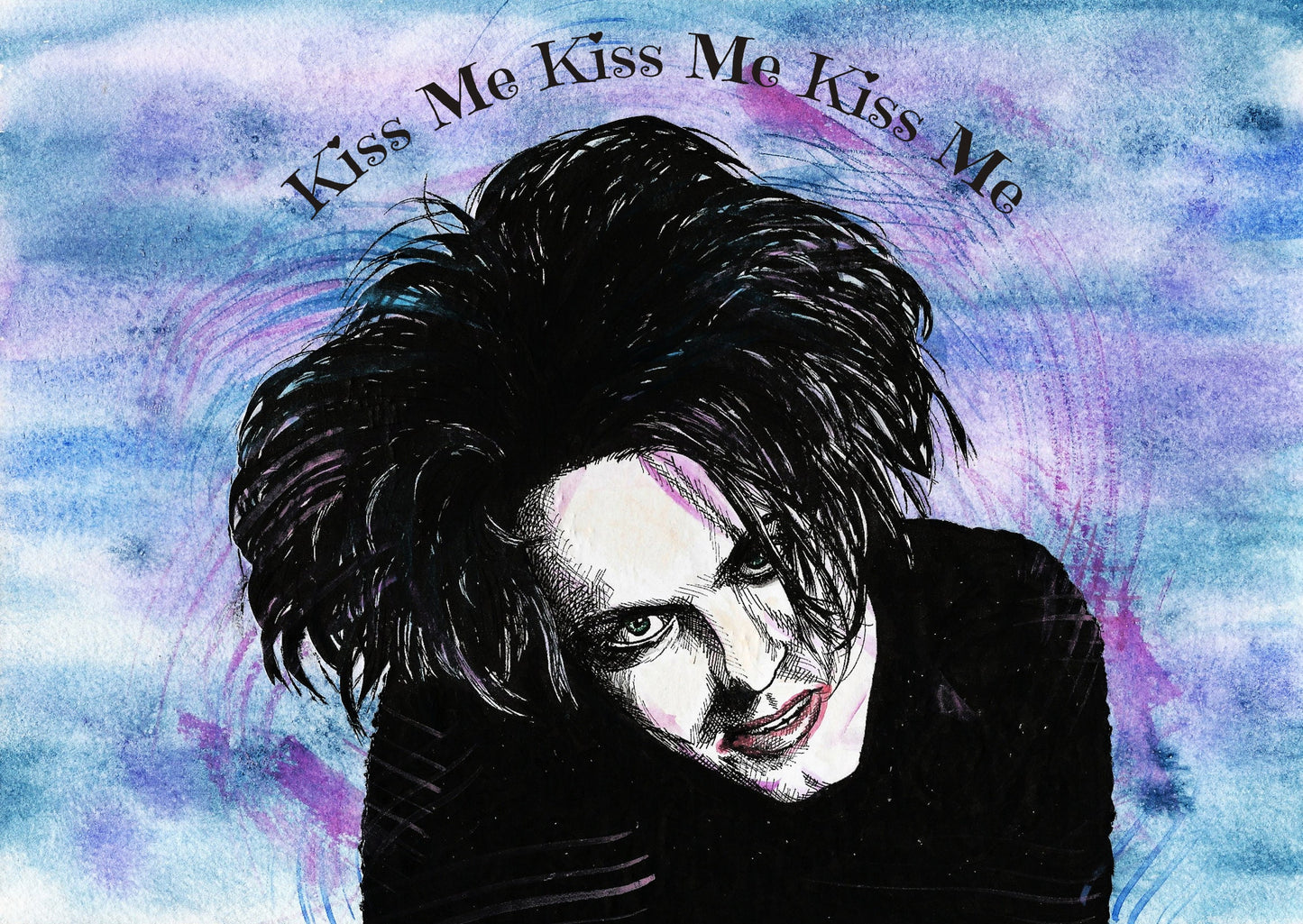 Robert Smith of The Cure Love card 'Kiss Me ' | Goth | The Cure Gift | Greeting Card | Birthday Card | Love Cards | Cards | New Wave