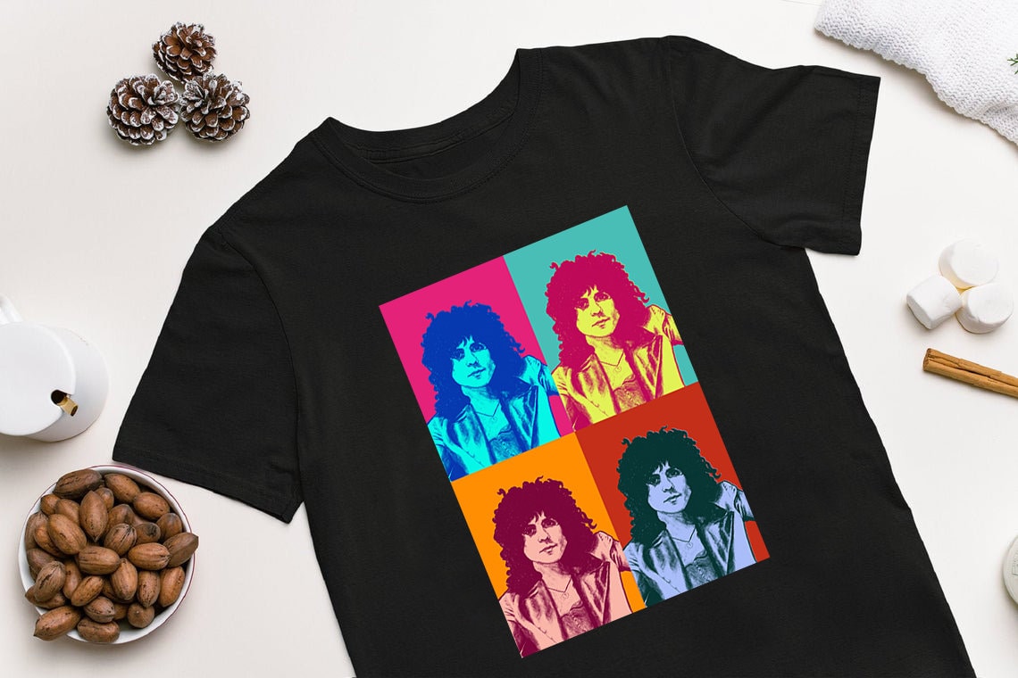 Marc Bolan T-Shirt | Marc Bolan Gift | T Rex | Shirts | Men | Women | Unisex | Clothing | Glam Rock | Pop Art | Electric Warrior | Warhol
