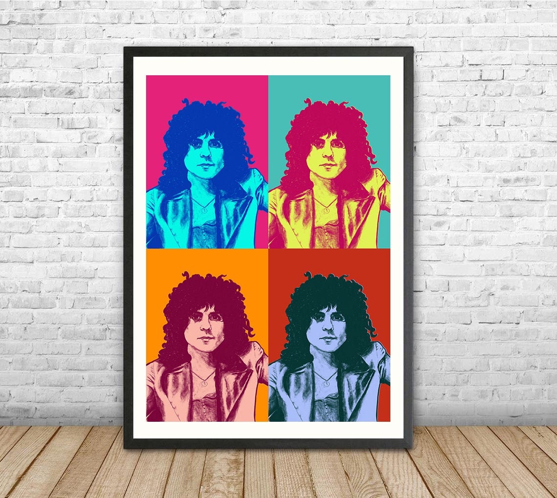 Marc Bolan of T Rex print - unframed | Art Print | Marc Bolan Gift | Wall Decor | Wall Art | Pop Art | Warhol | Poster | Postcard| Glam Rock