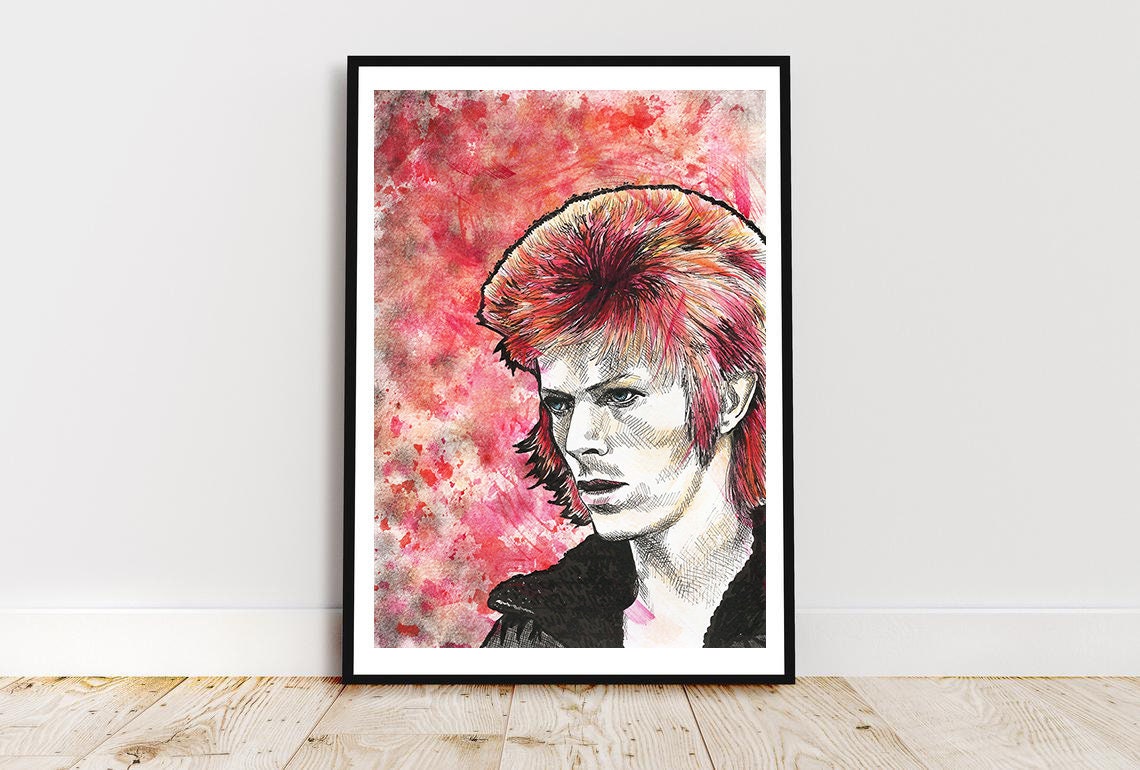 David Bowie print, Glam rock wall decor, Bowie poster, Ziggy Stardust poster print, Bowie art print, David Bowie wall art, Bowie pop art