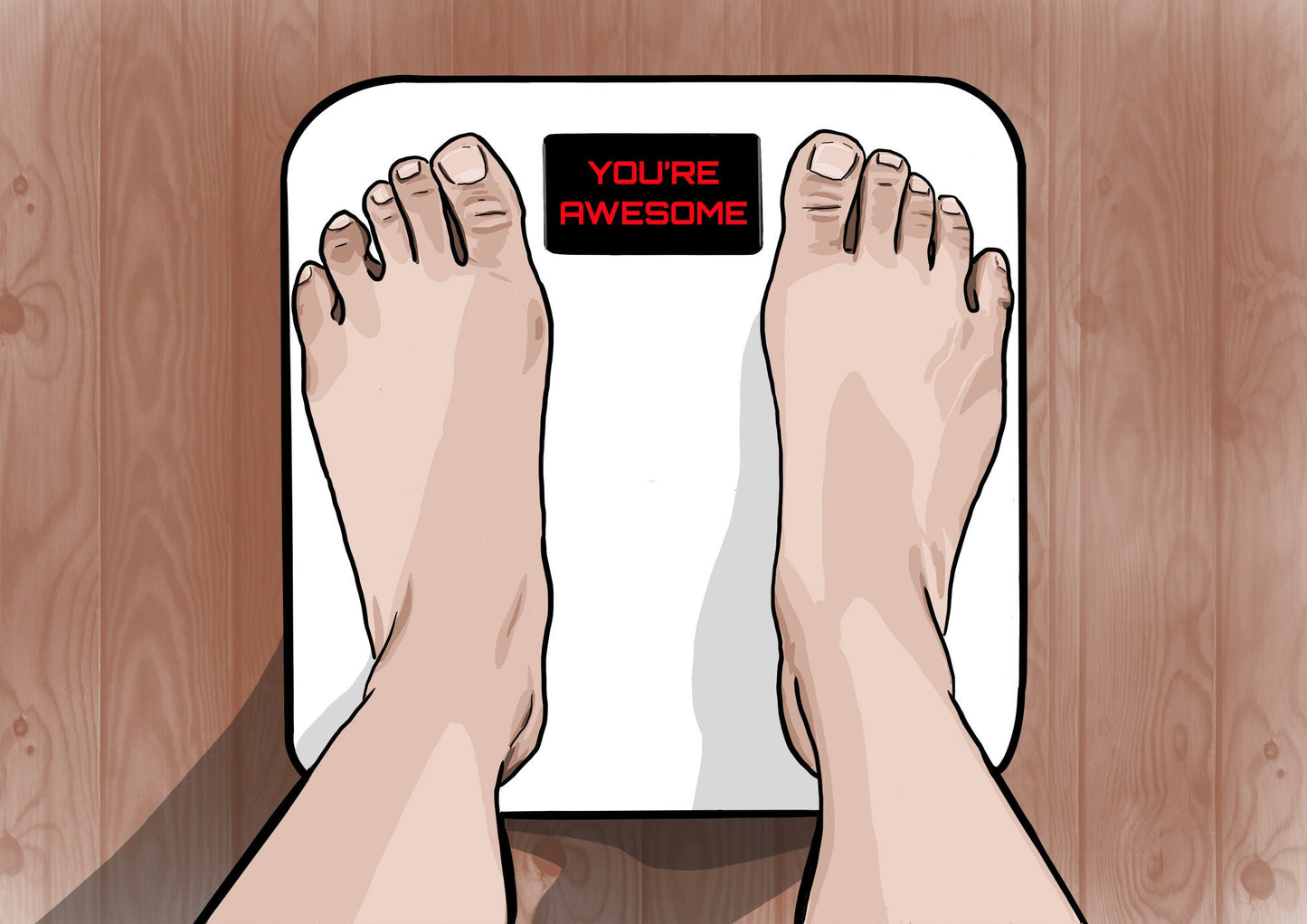Weight Loss Support and Motivation Greeting Card "You're Awesome" | Diet Success | Personalised Cards | Feet on Scale | Health | Reward