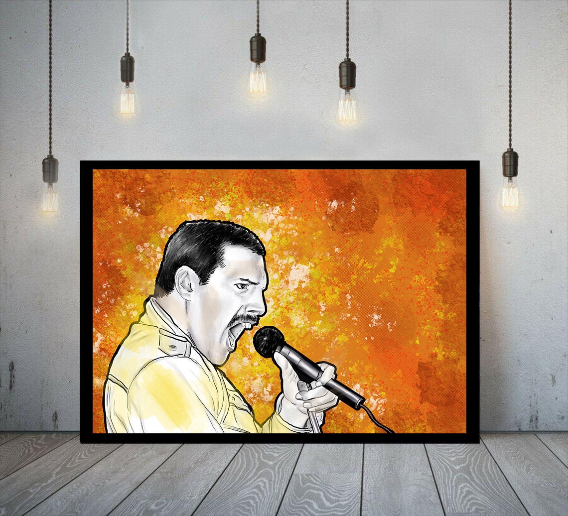 Freddie Mercury print - unframed | Queen | Art Print | Wall Decor | Wall Art | Pop Art | Poster | Postcard | Rock Icon | Line Art