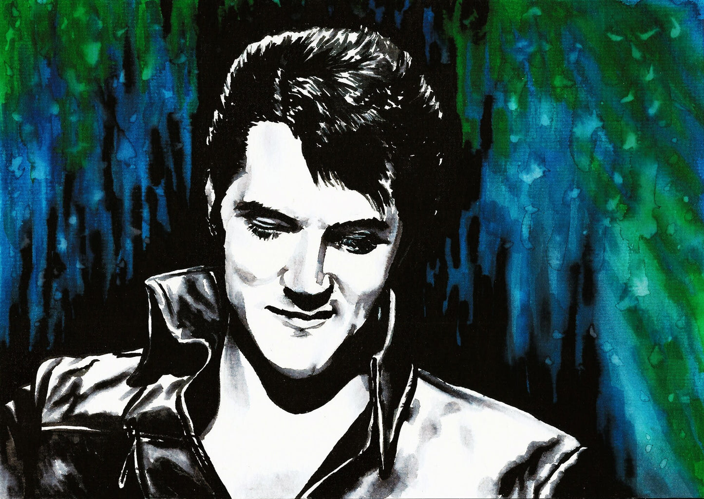 Elvis Presley watercolour portrait, unframed, The King, Elvis wall decor, Elvis original artwork, Elvis Portrait, music icon wall art