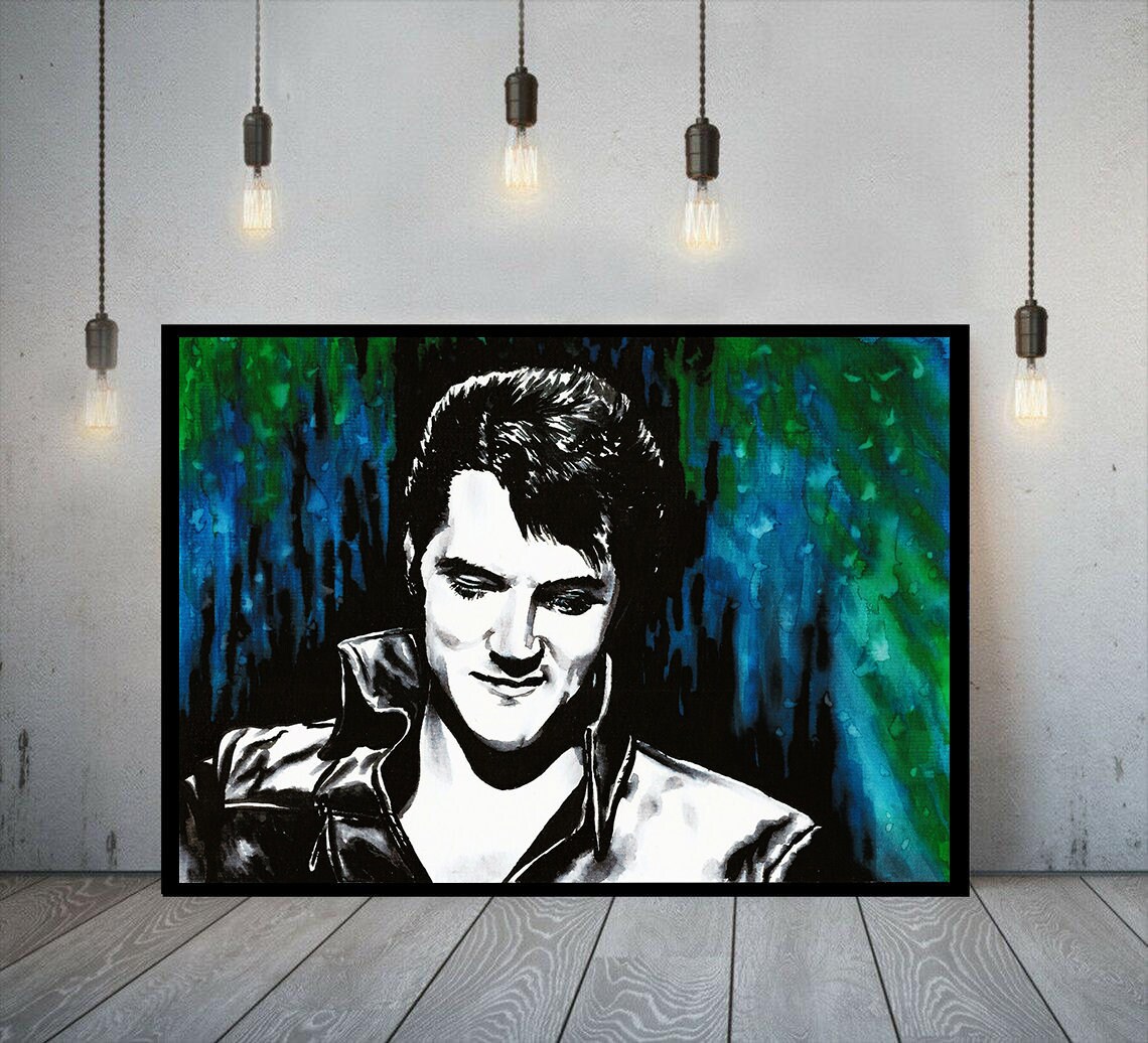 Elvis Presley watercolour portrait, unframed, The King, Elvis wall decor, Elvis original artwork, Elvis Portrait, music icon wall art