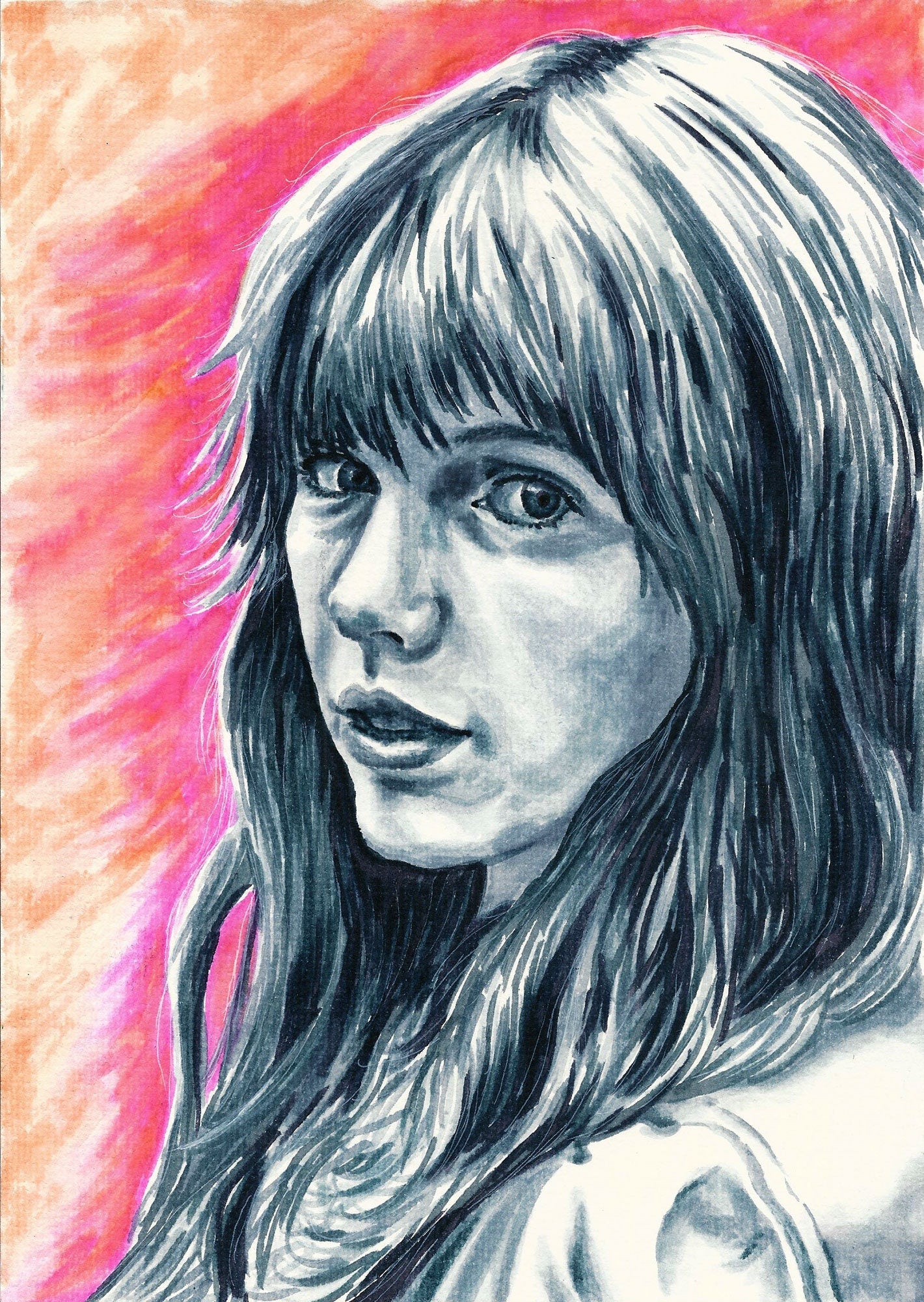 Taylor Swift Handmade Color Pencil/watercolor Drawing 