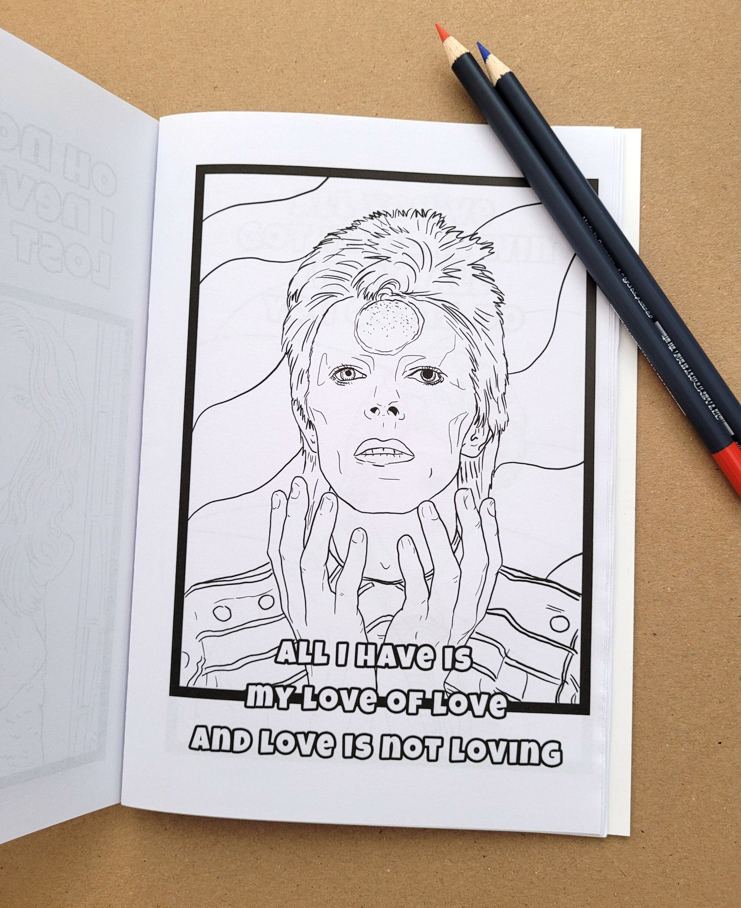David Bowie Colouring Book, adult colouring book, gift for David Bowie fan, activity book, birthday gift, david bowie artwork