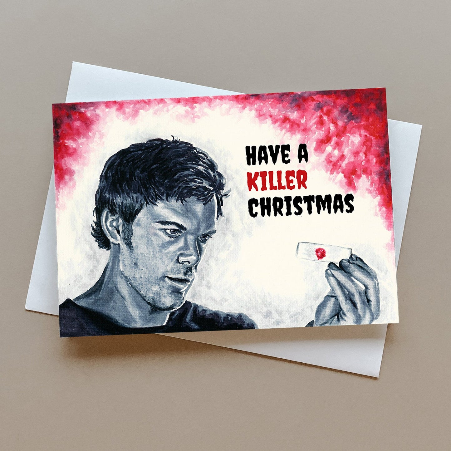 Dexter Christmas card, Dexter Morgan card, Dexter TV series, Serial killer card, Michael C Hall card, personalised card, holiday card