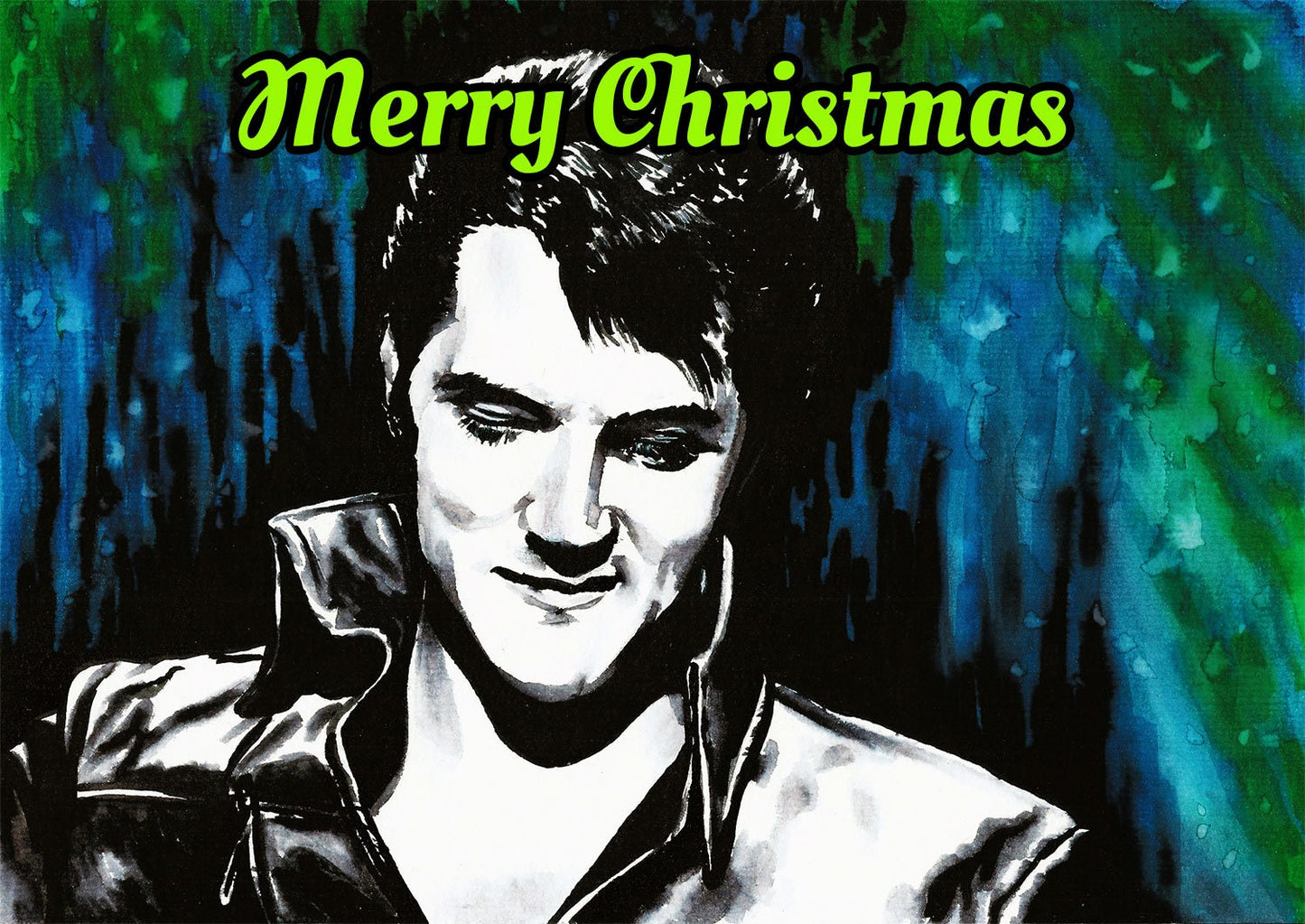Elvis Presley Christmas card, King of Rock and Roll, Rock Music card, Elvis card, Gift for Elvis fans, Elvis Christmas gift