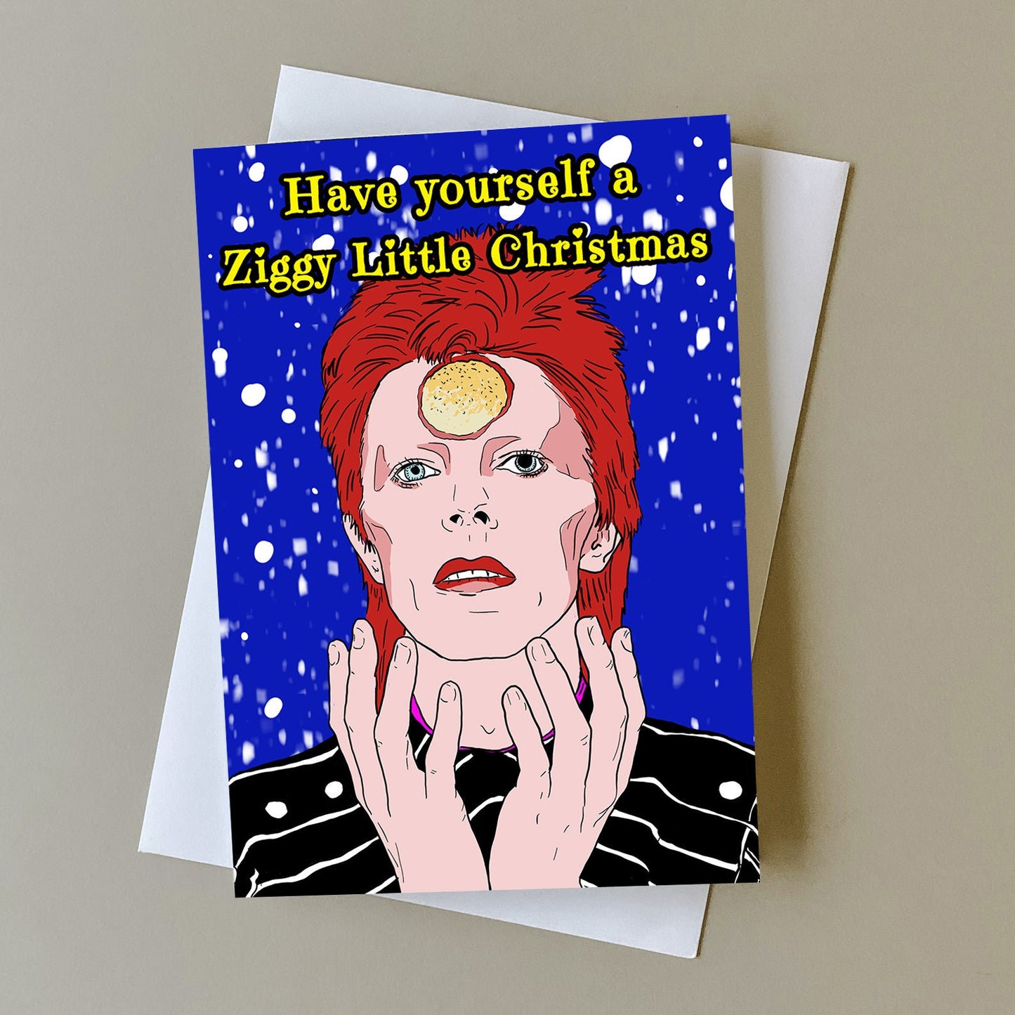 David Bowie Christmas card, gift for David Bowie fan, greeting card for music fans, music Christmas gift, Ziggy Stardust Christmas card