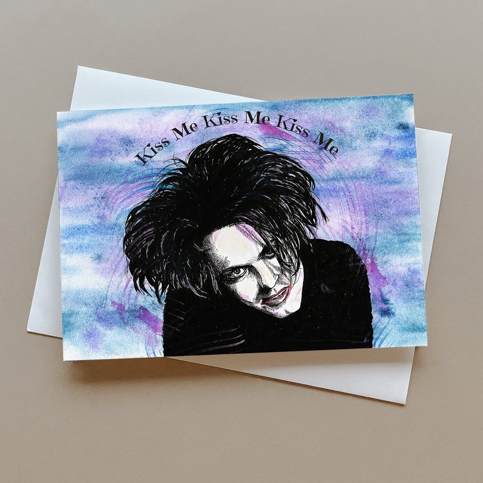 Robert Smith of The Cure Love card 'Kiss Me ' | Goth | The Cure Gift | Greeting Card | Birthday Card | Love Cards | Cards | New Wave