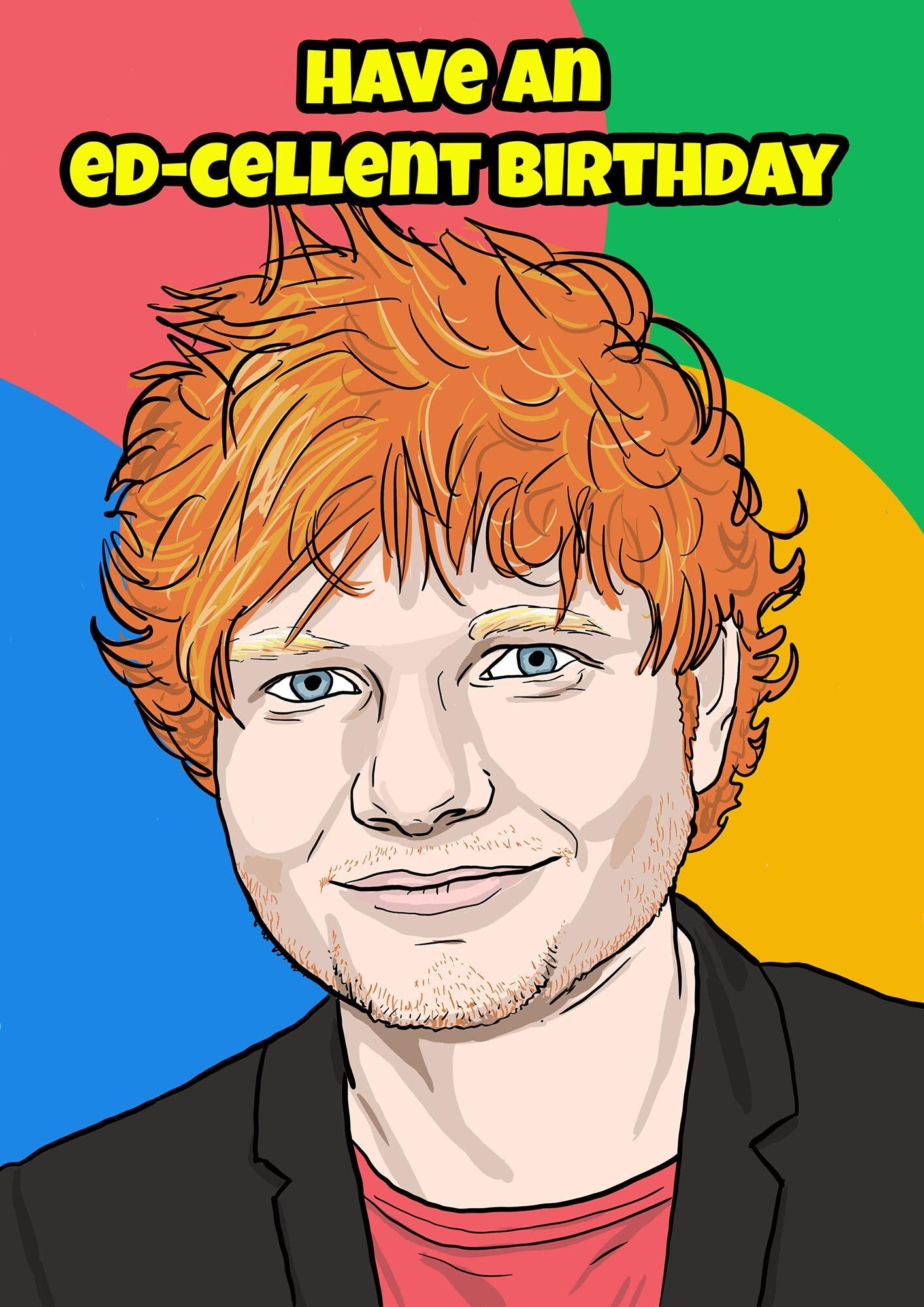 Ed Sheeran birthday card, gift for Ed Sheeran fan, greeting card for music fans, music birthday gift, personalised card