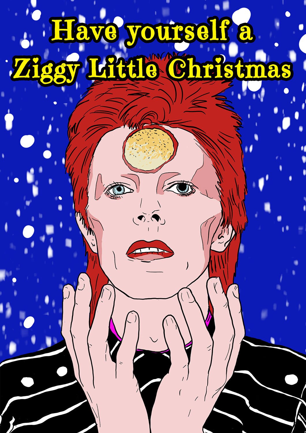 David Bowie Christmas card, gift for David Bowie fan, greeting card for music fans, music Christmas gift, Ziggy Stardust Christmas card