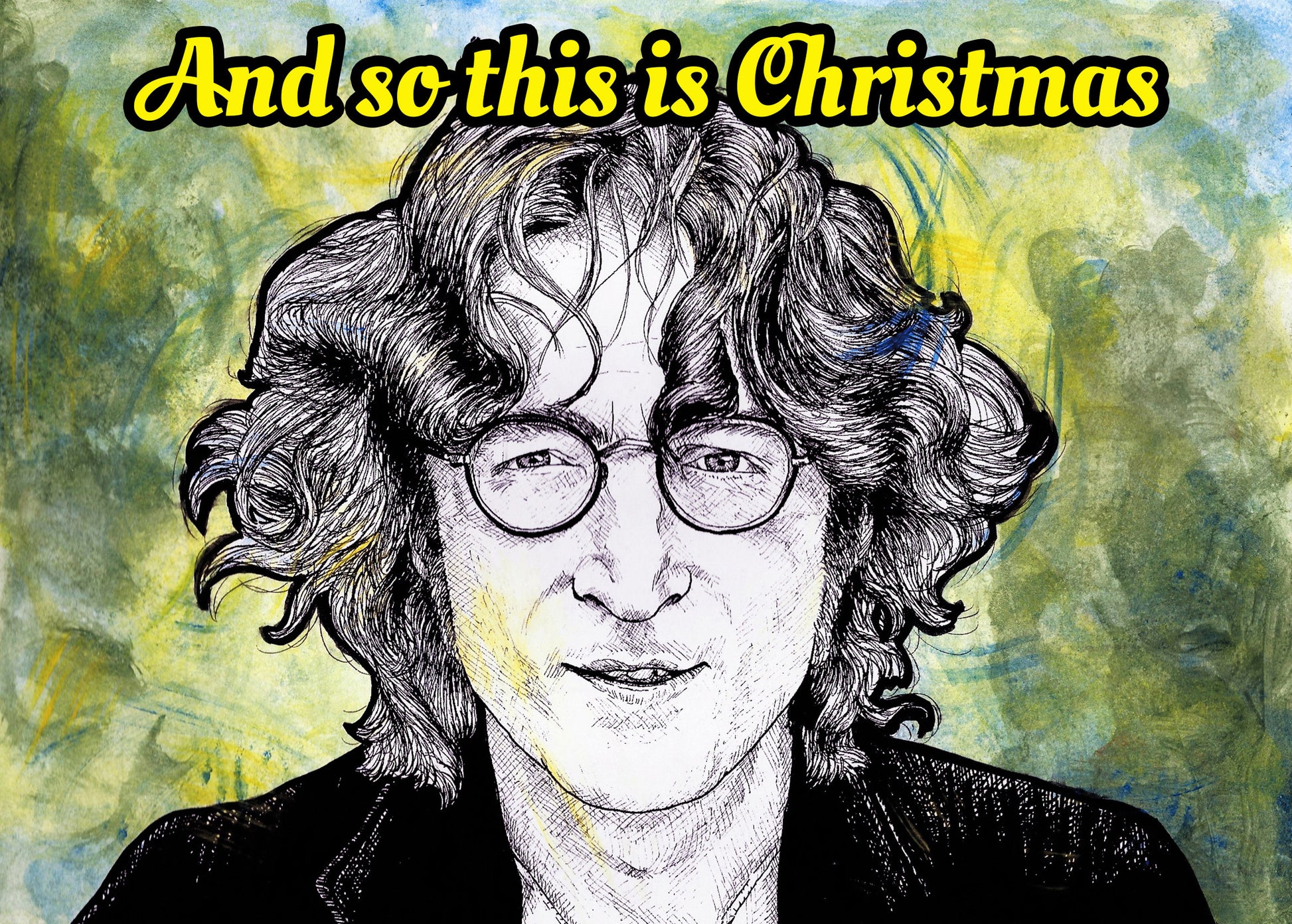 John Lennon Christmas card, The Beatles Christmas card, music Christmas card, personalised card, gift for John Lennon fan