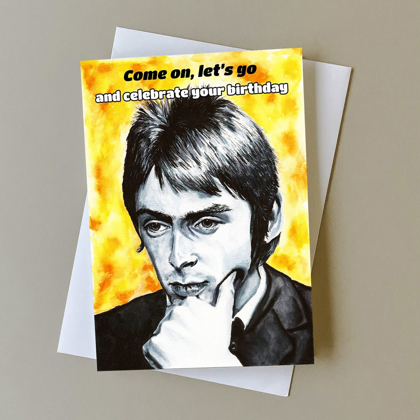 Paul Weller birthday card, Come on Let's Go, greeting card for mod music fans, mod punk music birthday gift, The Jam card, Style Council