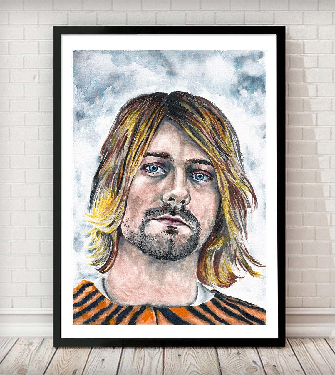Kurt Cobain original watercolour portrait, Nirvana wall art, Kurt Cobain fan gift, Grunge wall decor, Kurt Cobain painting