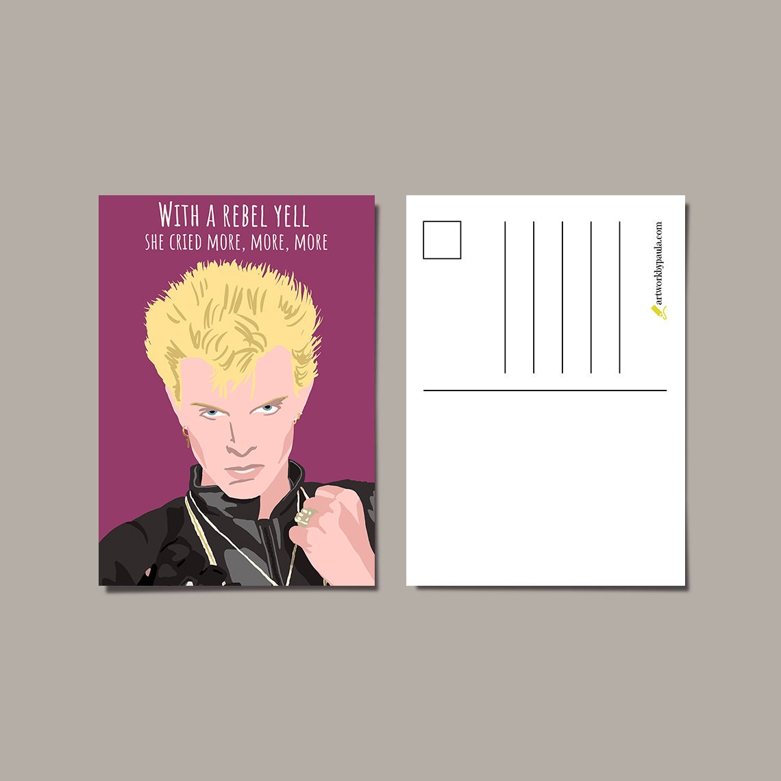 Billy Idol postcards, set of 4, music postcard, punk rock card, 80s music, gift for punk music fan, card for Billy Idol fan, Rebel Yell