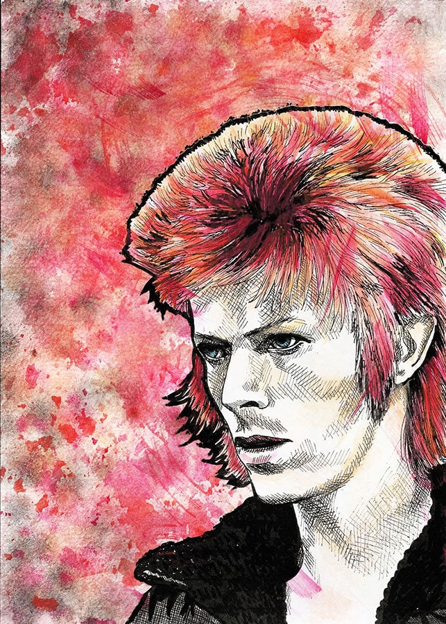 David Bowie postcards, set of 5, music postcard, Ziggy Stardust card, gift for new wave music fan, Thin White Duke, Bowie portrait
