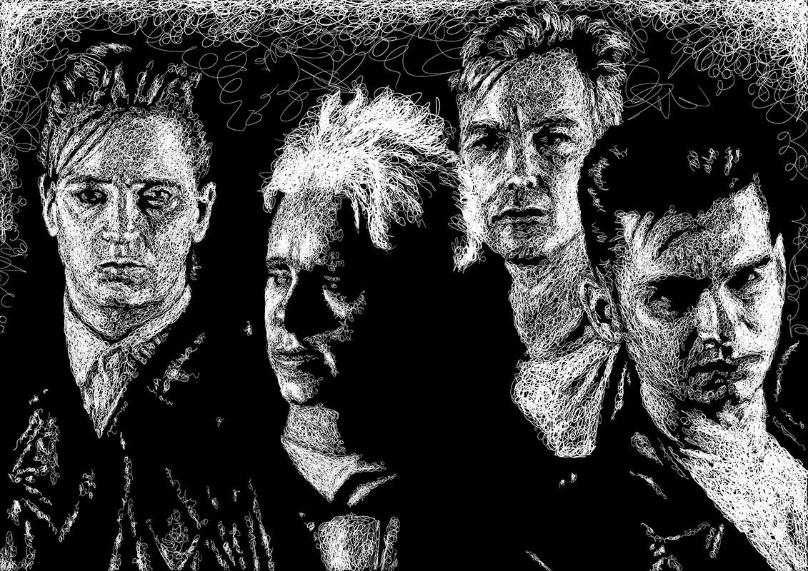 Depeche Mode art print unframed, Depeche Mode Poster, new wave Wall Art, Martin Gore, Dave Gahan, Andy Fletcher fan gift, Line art