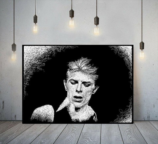 David Bowie art print, Bowie wall art, Bowie poster, Thin White Duke, Line art poster, gift for Bowie fan, Rock music wall art