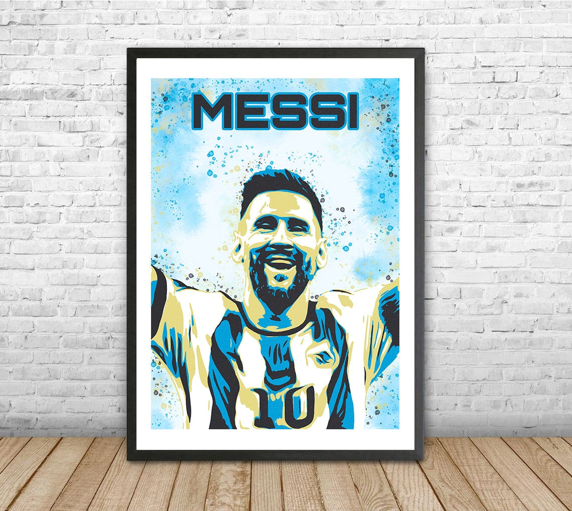 Lionel Messi Qatar World Cup 2022 poster, Argentina Messi print, Football poster, Football art, pop art sport poster