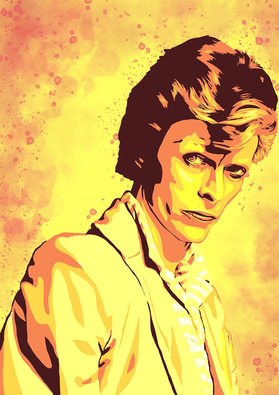 David Bowie art print unframed, David Bowie Poster, Bowie Wall Art, Bowie fan gift, pop art, music poster, Diamond Dogs, yellow suit, 1974