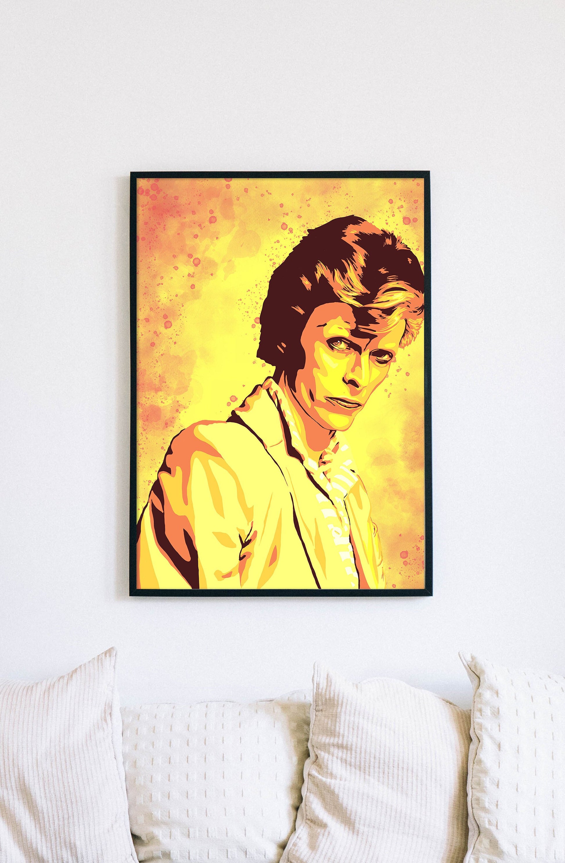 David Bowie art print unframed, David Bowie Poster, Bowie Wall Art, Bowie fan gift, pop art, music poster, Diamond Dogs, yellow suit, 1974