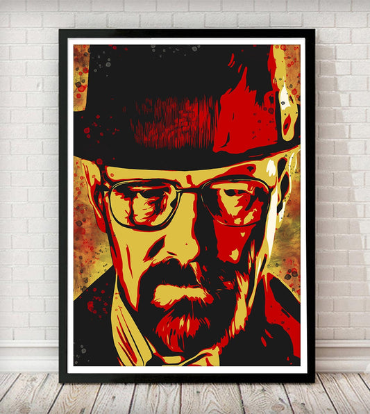 Heisenberg pop art poster, unframed, Walter White, Breaking Bad wall art, Bryan Cranston, TV series poster, art print