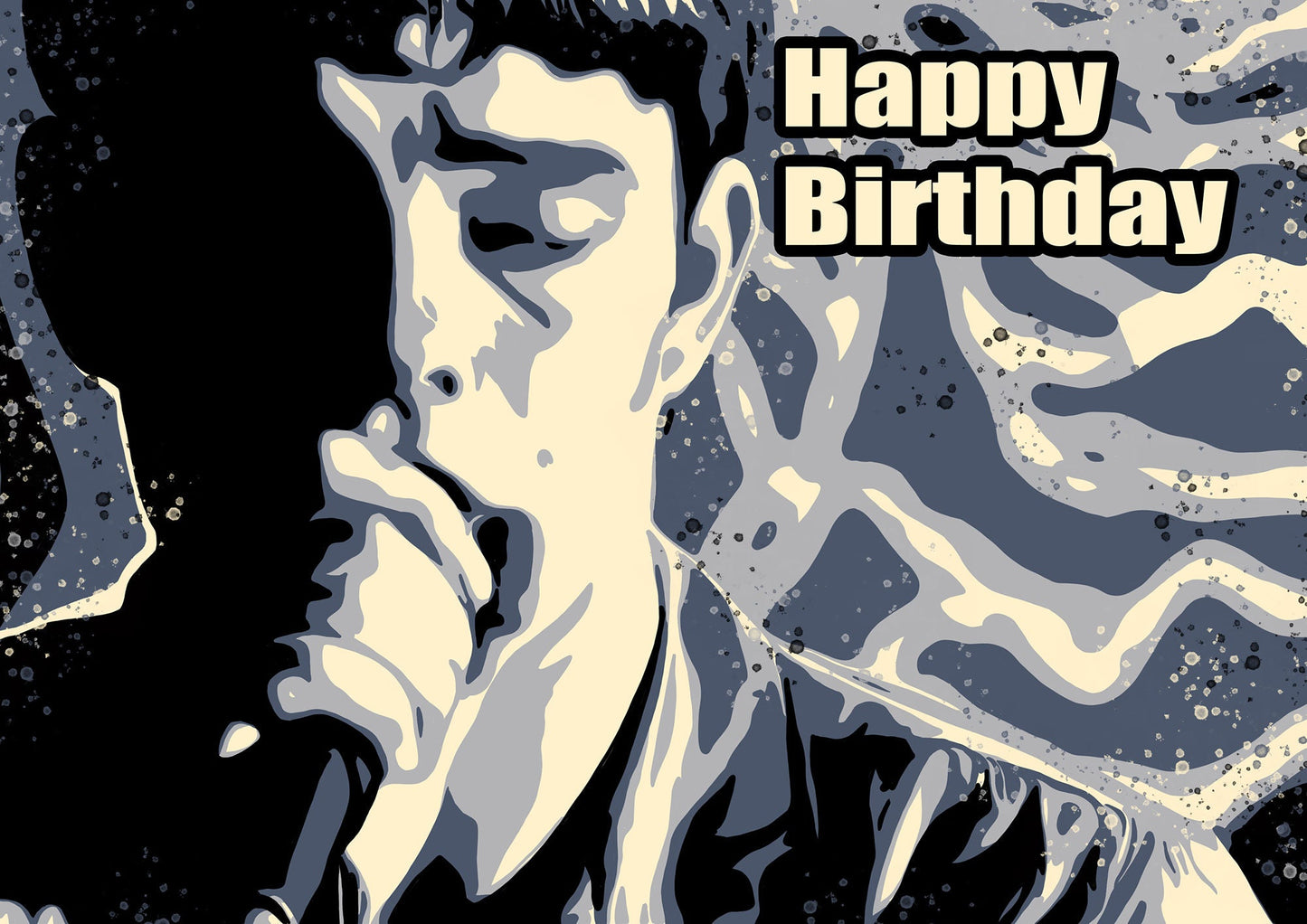 Ian Curtis birthday card, greeting card for Joy Division fans, music birthday gift, post punk card, Unknown Pleasures