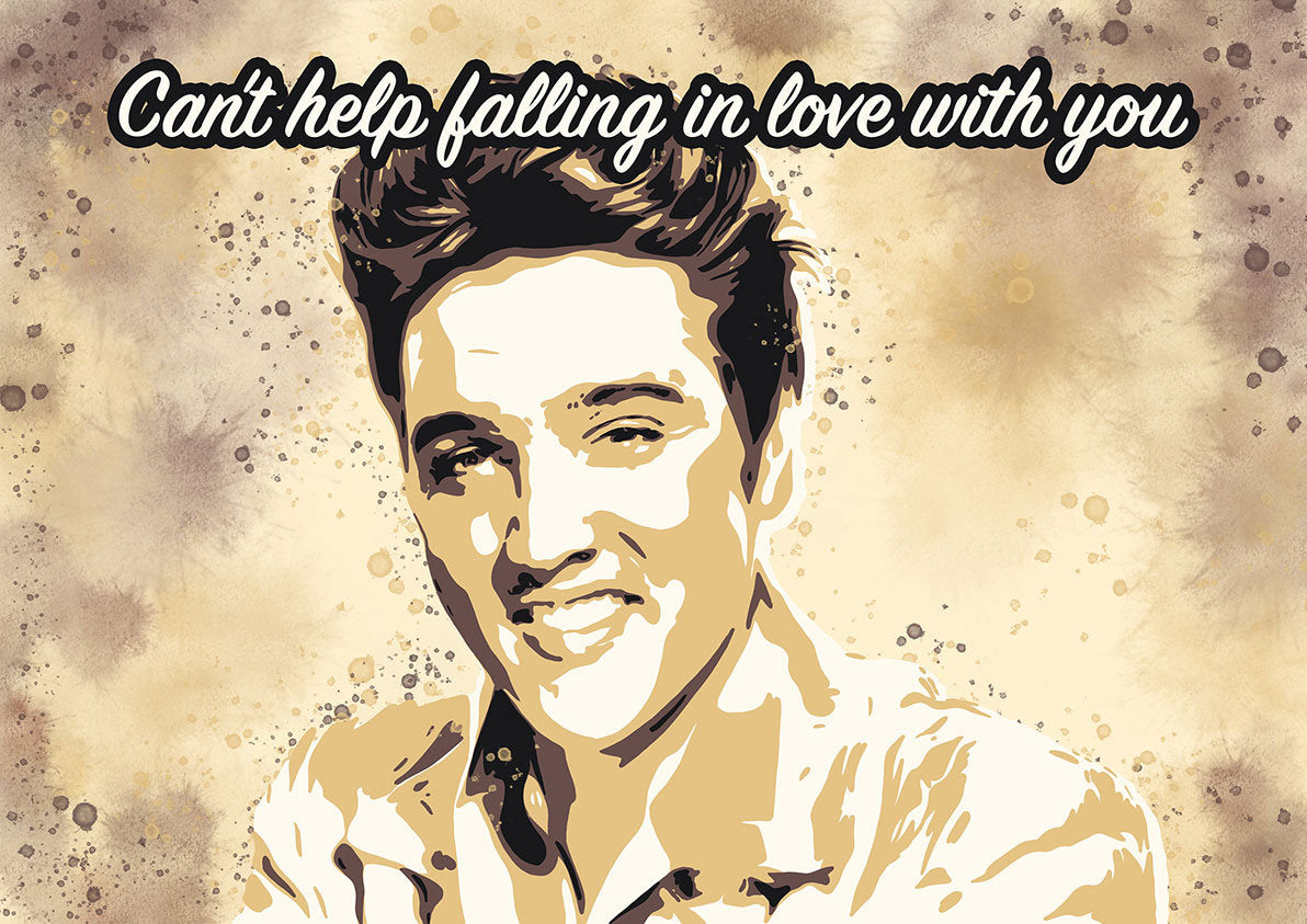 Elvis Presley Valentine's day card, "Can't help falling in love with you", greetings card, Elvis card, gift for Elvis fan, The King
