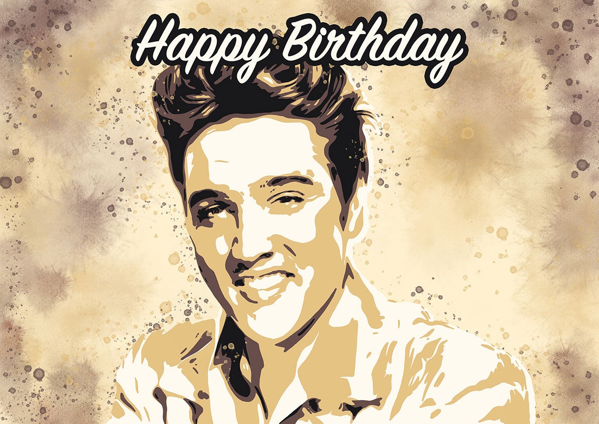 Elvis Presley Birthday card, greetings card, Elvis card, gift for Elvis fan, The King, pop art music card
