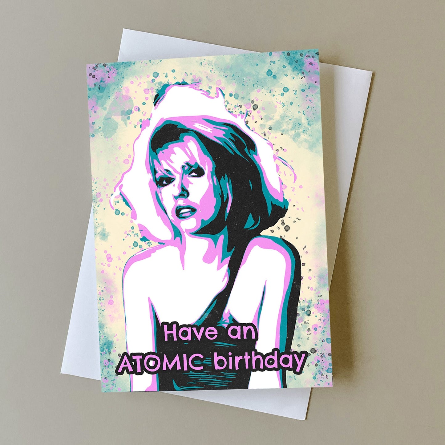 Debbie Harry Birthday card, Blondie Greetings Card, Debbie Harry fan Gift, Atomic Birthday, New Wave card, Punk rock card, Pop art card