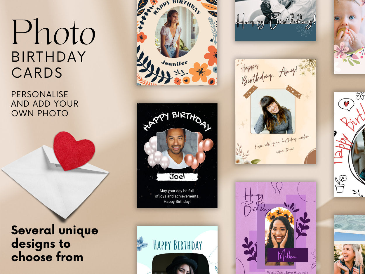 Custom photo birthday card, personalised card, birthday card, personalised gift, photo card, custom photo greeting card